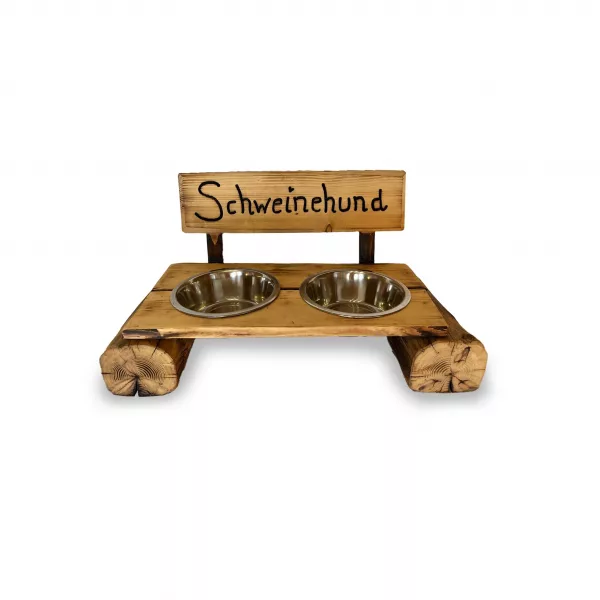 Hundebank mit 2 Naepfen_hell_rundfuss