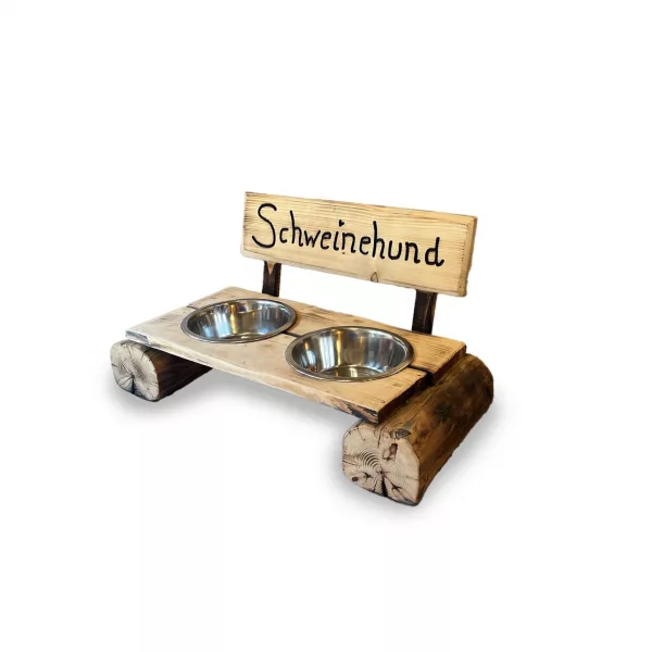 Hundebank mit 2 Naepfen_hell_seitlich_rundfuss