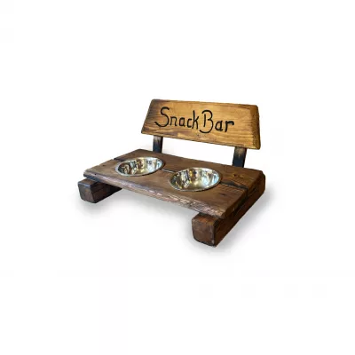 Hundebank mit 2 Napfen_seitlich